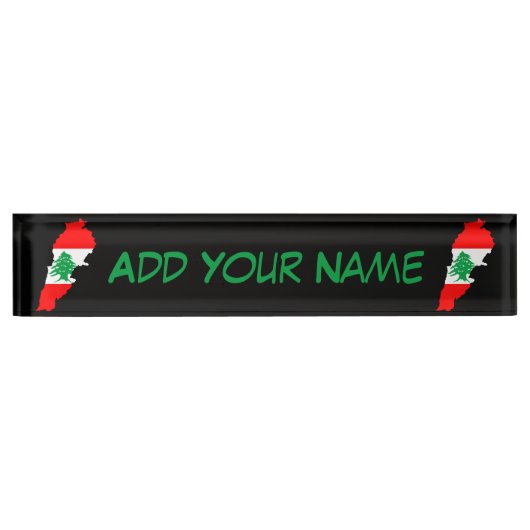 Porte-nom Pour Bureau Carte du Liban avec drapeau (Devant)