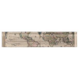 Porte-nom Pour Bureau Carte du monde antique : Art de la cartographie hi