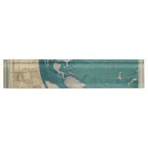 Porte-nom Pour Bureau Carte du Vieux monde vintage par CallisC