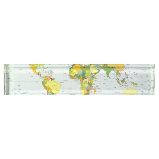 Porte-nom Pour Bureau Carte mondiale Globe Pays Atlas (Devant)