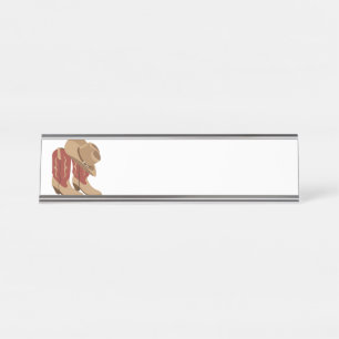 Porte-nom Pour Bureau Casquette et bottes de cowboy