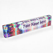 Porte-nom Pour Bureau Cat Trippy Psychedelic Pop Art