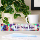 Porte-nom Pour Bureau Cat Trippy Psychedelic Pop Art
