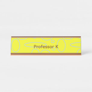 Porte-nom Pour Bureau Cercles et boucles jaunes du professeur