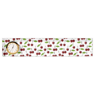 Porte-nom Pour Bureau Cerise Rouge, Motif De Cerises, Feuilles, Fruits