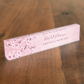 Porte-nom Pour Bureau Cerisier Fleur Rose Parties scintillant Cheveux Et (Taille)