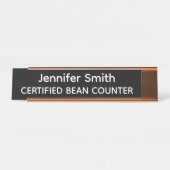 Porte-nom Pour Bureau Certified Bean Counter Personalized Name Plate (Devant)