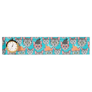 Porte-nom Pour Bureau Chat dans le casquette