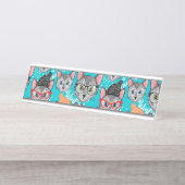 Porte-nom Pour Bureau Chat dans le casquette (Devant)