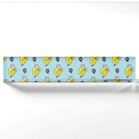 Porte-nom Pour Bureau Chat en banane (Devant)