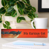 Porte-nom Pour Bureau chat noir