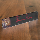 Porte-nom Pour Bureau chat noir customisé (Taille)