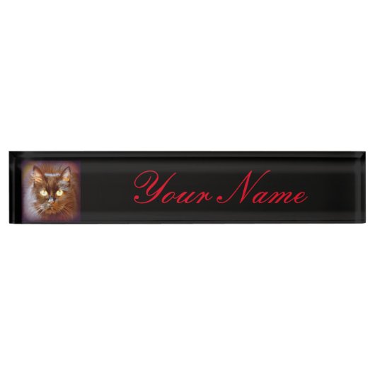 Porte-nom Pour Bureau chat noir customisé (Devant)