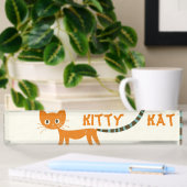 Porte-nom Pour Bureau chat orange