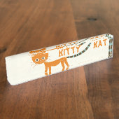 Porte-nom Pour Bureau chat orange (Taille)