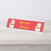 Porte-nom Pour Bureau Chat Oriental Lucky Personnalisé (Devant)