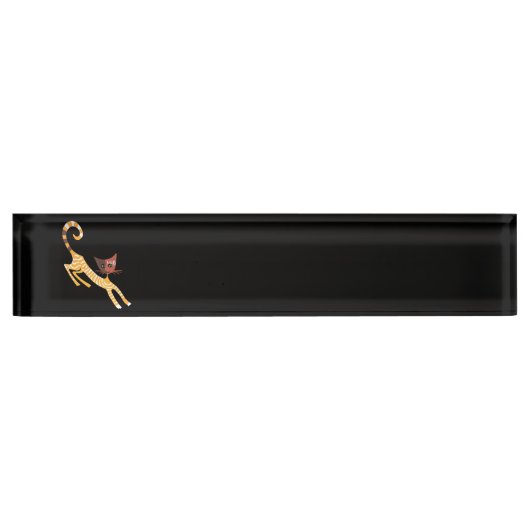 Porte-nom Pour Bureau Chat rouge drôle (Devant)
