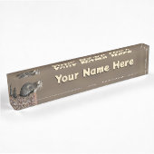 Porte-nom Pour Bureau Chat Tabby Gris Fumé