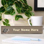 Porte-nom Pour Bureau Chat Tabby Gris Fumé