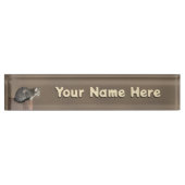 Porte-nom Pour Bureau Chat Tabby Gris Fumé (Devant)