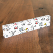 Porte-nom Pour Bureau Chats amusants, lait et magie. (Taille)