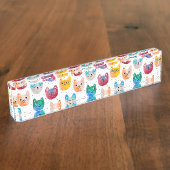 Porte-nom Pour Bureau Chats aquarelles et amis (Taille)