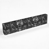 Porte-nom Pour Bureau Chats blancs en noir