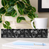 Porte-nom Pour Bureau Chats blancs en noir
