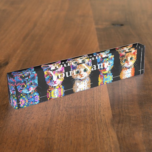 Porte-nom Pour Bureau chats dans la rangée (Taille)