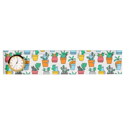 Porte-nom Pour Bureau Chats dans les pots à fleurs (Devant)