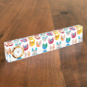 Porte-nom Pour Bureau Chats et amis à l'aquarelle (Taille)