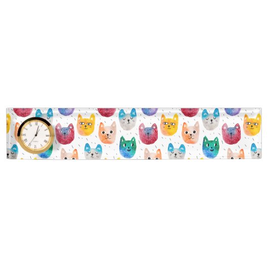 Porte-nom Pour Bureau Chats et amis à l'aquarelle (Devant)