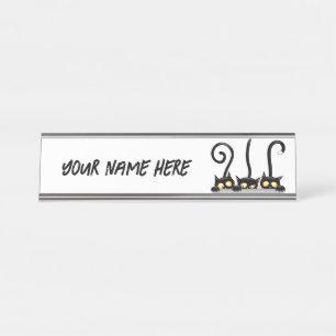 Porte-nom Pour Bureau Chats Naughty, Playful et drôle de personnages