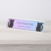 Porte-nom Pour Bureau Chats noirs mignons dégradé arrière - plan votre n (Devant)