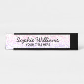 Porte-nom Pour Bureau Chats violets rose Motif Script Polices noires Bla (Devant)