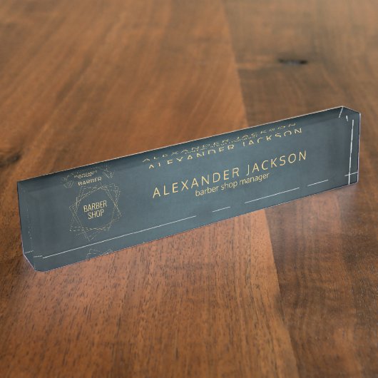 Porte-nom Pour Bureau Chef de barbier d'or marine masculin classe (Taille)