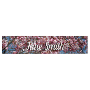 Porte-nom Pour Bureau Cherry Blossoms et Blue Sky Spring Floral