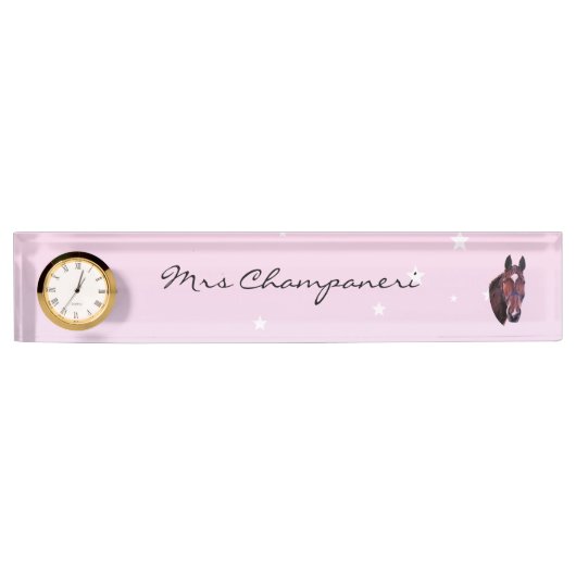 Porte-nom Pour Bureau Cheval de châtaignes (Devant)