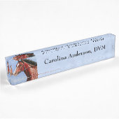 Porte-nom Pour Bureau Cheval Thoroughbred Hippocampe bleu