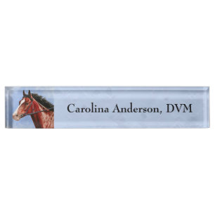 Porte-nom Pour Bureau Cheval Thoroughbred Hippocampe bleu