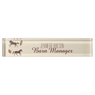 Porte-nom Pour Bureau Chevaux et Feuilles d'automne