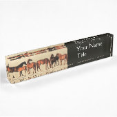 Porte-nom Pour Bureau CHEVAUX / MARES ET FOALS, Noir