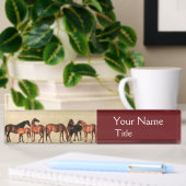 Porte-nom Pour Bureau CHEVAUX/MARES ET FOUS , Brown