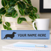 Porte-nom Pour Bureau Cheveux longs Dachshund - Silhouette 1