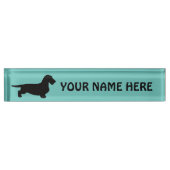 Porte-nom Pour Bureau Cheveux ronds Dachshund - Silhouette 1 (Devant)