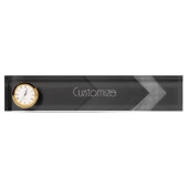 Porte-nom Pour Bureau Chevron noir et gris (Devant)