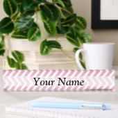 Porte-nom Pour Bureau Chevron rose et blanc