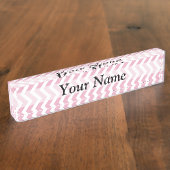 Porte-nom Pour Bureau Chevron rose et blanc (Taille)
