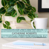 Porte-nom Pour Bureau Chic bleu turquoise brillant
