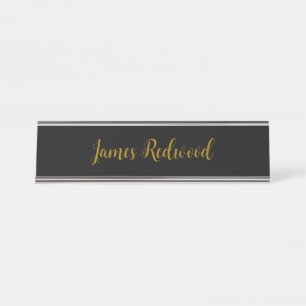 Porte-nom Pour Bureau Chic Calligraphie Professionnel Couleur Or Noir
